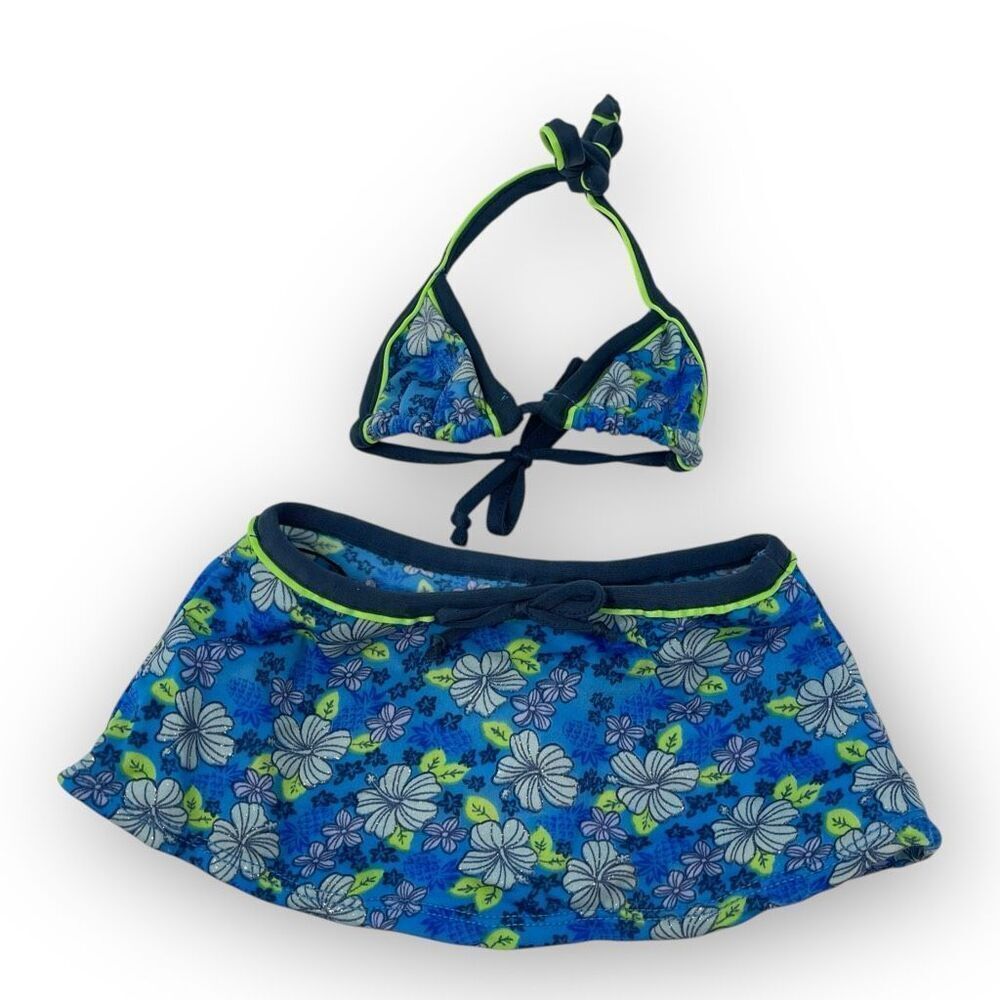BABW Build A Bear Workshop Limited Too Bikini Top Bottom Skirt Blue Flowered Y2K